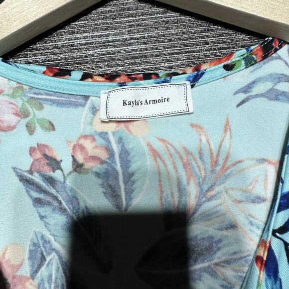 Kayla's Armoire Dress Women's L Blue Floral Summer KD1169 - Picture 2 of 11